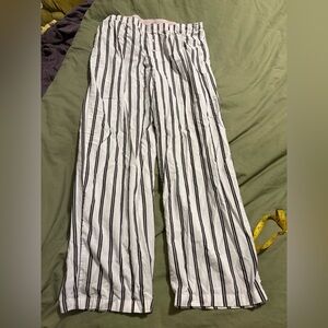 Victoria’s Secret White, pink and Black Striped PJS